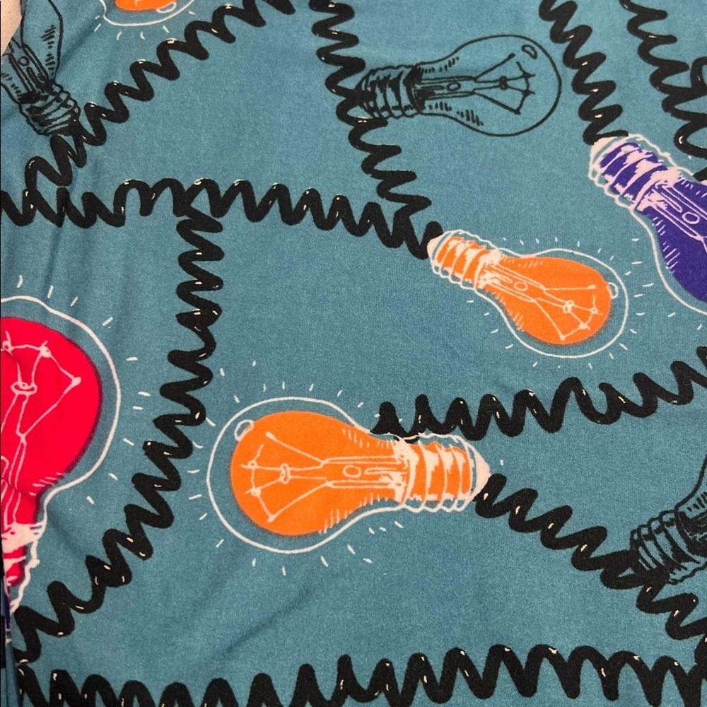 LuLaRoe Tall & Curvy Light Bulb Print Leggings – Teal & Multicolor TC - Picture 2 of 4